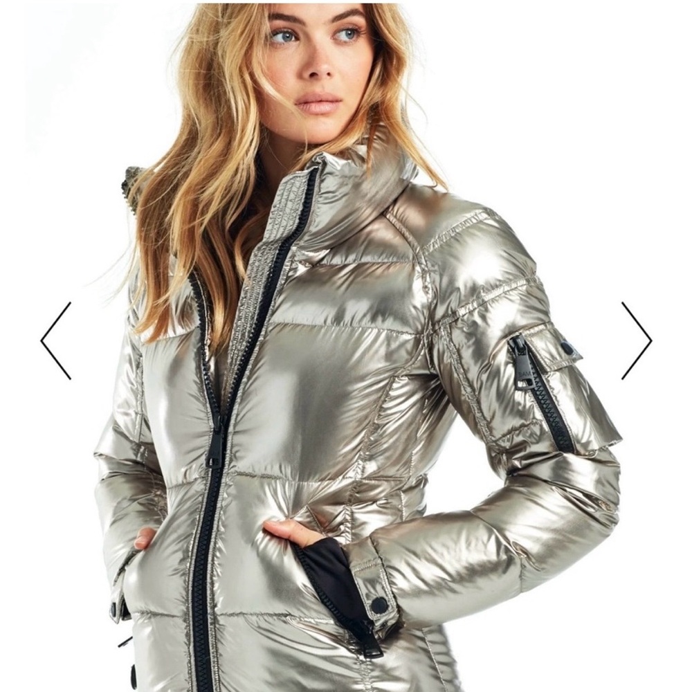 SAM. Women’s Freestyle, Shaped Down Puffer jacket. Gunmetal. Large/Med.
